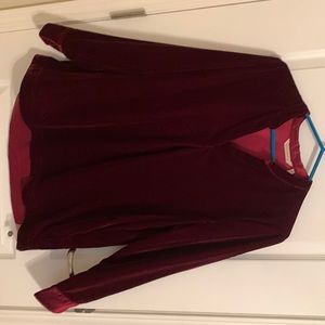 Soft Surroundings Deep Red Velvet Blouse
